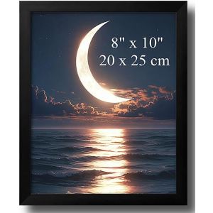 CMWX-Cadre photo en bois massif - Noir - Avec plexiglas - 20 x 25 cm - Pour photos, peintures à l'huile et toile - Style art déco - 1 paquet - Neuf