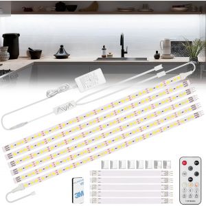 Ruban Led Blanc Froid 3 M, Bande 12v Avec Télécommande Et Prise, Kit D'éclairage À Intensité Variable Sous Armoire Pour Meubles, Escalier, Placard, Cuisine, Étagère, 180 Leds 6500k - Neuf