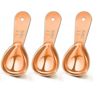Lot De 3 Louches Doseuses &Agrave; Caf&eacute; En Acier Inoxydable &Agrave; Manche Court (Or Rose, 15 Ml) - Neuf