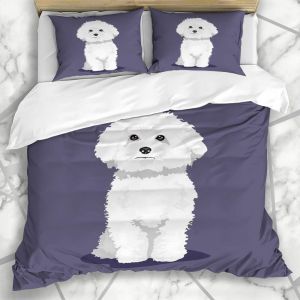 Literie - Housse De Couette Race Moelleux Blanc Bichon Frise Chien Une Couleur Joyeux Faune Mignon Adorable Attentif Attentif Conception Microfibre Trois Pi&iquest;&iquest;Ces * Cm - Neuf