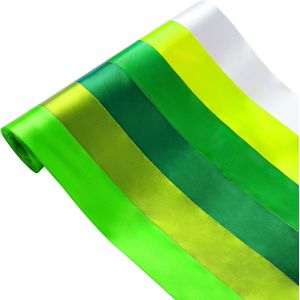 Ruban Satin Vert, 6 Rouleaux 50mm*10m Rubans Satin Pour L'emballage De Cadeaux, Rubans Pour L'artisanat, Rubans Pour Voiture De Mariage, Décoration D'arrière-Plan De Fête - Neuf