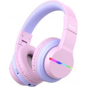 Casque Audio Enfant Bluetooth sans Fil avec Microphone, Lumières LED Colorées, Volume Limité 74/85/94dB, 85 Heures de Travail, Bluetooth 5.2, Micro Intégré BTH12 - Neuf
