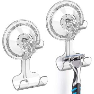 Crochet à ventouse de douche lot de 2,support de rasoir mural amovible pour salle de bain cuisine chambre - Neuf