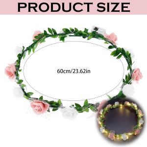 Tzf-Bandeau Lumineux À Led - Couronne De Fleurs - Bandeau Lumineux Pour Noël, Halloween, Fête, Décorations De Mariage (Rose, Code Universel) - Neuf