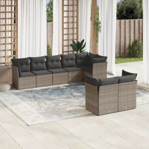 Prolenta Premium - Salon De Jardin 8 Pcs Avec Coussins Gris R&eacute;sine Tress&eacute;e - Neuf