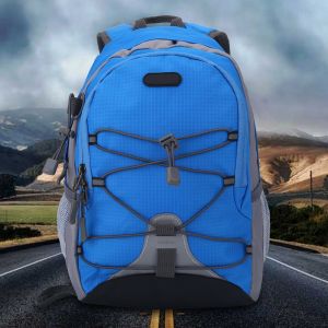 Sac A Dos A Cordon De Serrage En Nylon Impermeable Pour Sports De Plein Air, Sac A Bandouliere Double (Bleu) - Neuf