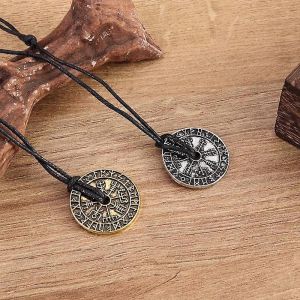 Vintage Mystérieux Viking Rune Motif Boussole Pendentif Collier Hommes S Femmes S Tendance Amulette Bijoux Cadeau - Neuf