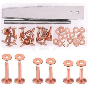 20 pcs ensemble de rivets en cuivre rouge avec poseur de meules en acier inoxydable et perforateur de coupe de trou Fixation Cooper et kit de réglage - Neuf
