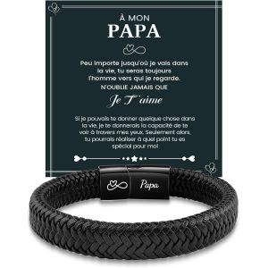 Eryi-Cadeau Homme Papa Bracelet En Cuir Idée Cadeau Saint Valentin Fête Des Pères Anniversaire Noël 30 40 50 60 Ans - Neuf