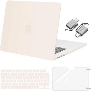 Coque Rigide Compatible avec MacBook Air 15 Pouces 2025-2023 M4 M3 M2 A3241 A3114 A2941, Coque pour MacBook Air M2 M3 M4 15&Housse Clavier&Protecteur Écran&Adaptateur Type-C,Beige - Neuf