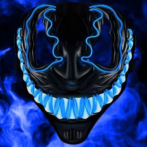 Masque Venom Led Avec 3 Modes D'&eacute;clairage-Parfait Pour Techno Dj|Halloween|Cosplay|Carnaval|Masque D'horreur|Masque N&eacute;on|Pour Compl&eacute;ter Le Costume D'horreur.[J95] - Neuf