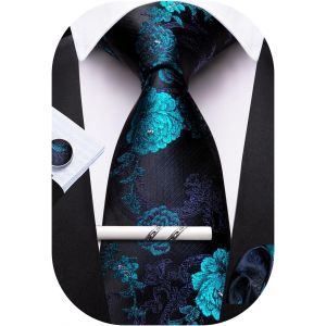 CAUC-Cravates pour homme en soie, couleur unie, mouchoir et boutons de manchette pour f&ecirc;te de mariage - Neuf