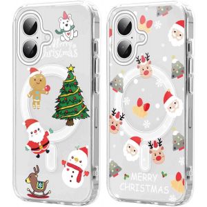 SJZG-2 Pi&egrave;ces No&euml;l Coque Magn&eacute;tique Pour Iphone 16 Plus 6,7'', Etui En Motif Dessin Cadeau De No&euml;l Compatible Avec Magsafe, Housse Christmas Silicone Tpu Bumper Cover Pour Iphone 16 Plus, No&euml;l 02 - Neuf