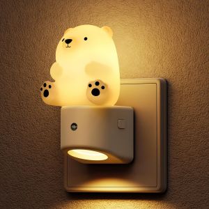 Veilleuse 3d Ours Avec Capteur Cr&eacute;pusculaire &Agrave; Intensit&eacute; Variable, Rvb Et Blanc Chaud 3000 K, Veilleuse B&eacute;b&eacute; Pour Chambre D'enfant, Couloir, Escalier, Chambre &Agrave; Coucher - Neuf