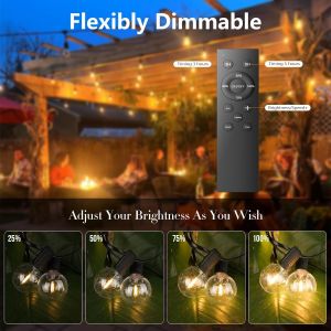 Guirlande Lumineuse Exterieure Dimmable, 30m Guirlande Guinguette Avec T&eacute;l&eacute;commande, 50+2 Ampoules Incassables, Ip45 &Eacute;tanche, 2700k Blanc Chaud, Pour Jardins, Cours, Bistrots, Maisons - Neuf