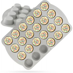Jexnovashop-Komfort Lot De 24 Mini Moules &Agrave; Muffins En Silicone Antiadh&eacute;sif Pour Petits Muffins 5,5 Cm X 3 Cm De Haut Chacun, Sans Bpa, Passe Au Lave-Vaisselle - Neuf