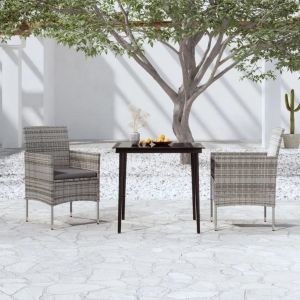 Prolenta Premium - Ensemble &Agrave; Manger De Jardin Et Coussins 3 Pcs Gris Et Noir - Neuf