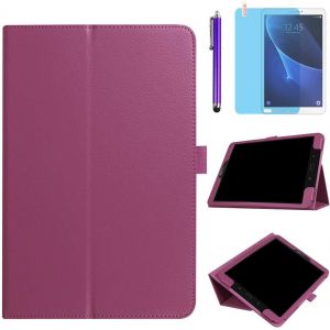 &Eacute;tui pour Samsung Galaxy Tab E 9,6"" 2015 Case (SM-T560 T561 T565 SM-T567V), Coque de Protection compl&egrave;te en Cuir avec Support, Stylet et Film d'&eacute;cran (Purple) - Neuf
