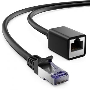 1m Câble d'Extension CAT7 pour Ethernet LAN Câble Réseau-Câble Brut CAT 7 avec RJ45 Mâle à RJ45 Femelle PiMF Cuivre S/FTP 600 MHz-Noir - Neuf