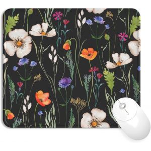 DDA-Tapis de Souris Gaming, Bords Cousus Durables, Surface en Lycra Mouse Pad, Base en Caoutchouc Antid¿¿rapante pour Gamer,PC, Ordinateur Portable, Bureau (Nuit de Fleurs Sauvages) - Neuf