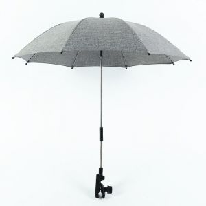 Ombrelle Universelle Pour Poussette, Anti-Uv, Diamètre 73 Cm, Fixation Pour Tube Rond Ou Ovale, Flexible Et Orientable, Avec Clip Pour Poussette Fauteuil Roulant - Gris - Neuf