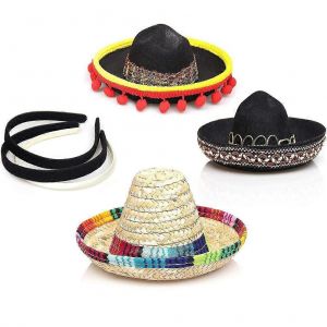Cinco de Mayo Fiesta bandeaux décorations de fête 3 paquet non tissé et paille sombrero chapeaux de fête Photo Booth accessoires pour enfants animaux de compagnie - Neuf