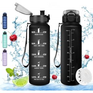 Shiba-Bouteille D'eau, Gourde 500ml/1l/1.5l, Sans Bpa, Étanche & Réutilisable, Bouteille D'eau Avec Marqueur De Temps Et Filtre, C[6 - Neuf