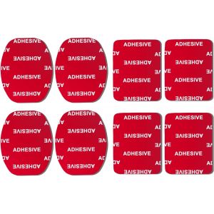 Lot de 8 Coussinets adh&eacute;sifs 3M pour GoPro Hero 10, 9, 8, 7, 6, cam&eacute;ra d'action, cam&eacute;ras embarqu&eacute;es (Coussinets de Montage incurv&eacute;s et Plats) - Neuf