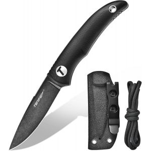 Ytfhg-Nova Couteau Fixe Avec Étui Réglable En Kydex Couteau Edc Avec Lame Full Tang De 6,8cm Paracord-Lanyard Pour Le Camping En Plein Air Et La Randonnée - Neuf