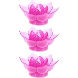3pièces Lampe De Bougie Électronique Lotus Led Flottante Éclairage Réaliste Sans Flamme Petit Modèle Vert Pour Fête Et Festival - Neuf