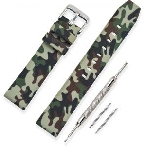 Eryi-Bracelet Montre Haute Qualité Silicone Bracelet Montre Camouflage Épaissir De Plein Air - 20mm, 22mm, 24mm Caoutchouc Montre Bracelet Avec Acier Inoxydable Boucle - Neuf