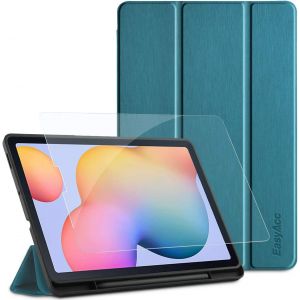Eryi-Étui Pour Samsung Galaxy Tab S6 Lite 10,4 Pouces 2024 2022 2020 Avec Verre Trempé - Ultra Mince Vec Couvercle Léger Étui En Cuir Pu Pour Tablettes¿Paon Bleu¿ - Neuf