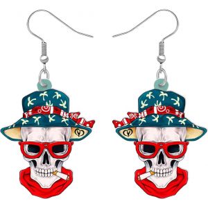 Kal-Acrylique Créatif Mignon Halloween Crâne De Sucre Squelette Boucles D'oreilles Pendantes Pour Femmes Filles Nouveauté Saison De L'effroi Bijoux Gothiques Pour Cadeaux - Neuf
