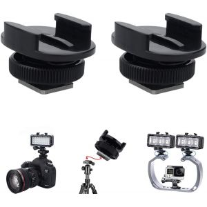 2 Pack Tripod Mount Adapter Compatible with GoPro Hero 13/Hero 12/11/10/9/8/7/6/5/4/DJI Osmo, Insta360, Akaso Action Cam Mount to Camera or Tripod (Black) - Neuf