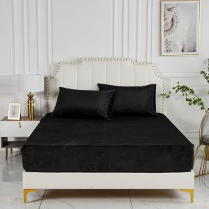 Drap-Housse D'Hiver En Peluche - 90 X 200 X 30 Cm - Noir Chaud Et Moelleux - Convient Pour Matelas De 30 Cm - Neuf