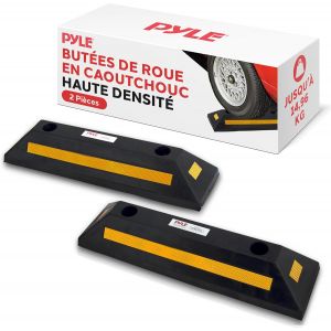 NouvelHorizonstore-Curb Parking Garage Floor Stopper - Set de 2 Cales de Parking en Caoutchouc Robustes, Bloc Guide de Roue de V&eacute;hicule, Aide au Stationnement pour All&eacute;e et Garage - Pyle PCRSTP22 - Neuf