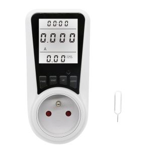 Wattm&egrave;tre Prise Compteur d'&Eacute;nergie Num&eacute;rique,3680W pouvoir Mesure Prise Consommation Electrique,&Eacute;cran LCD r&eacute;tro&eacute;clair&eacute;,7 modes de surveillance, protection contre les surcharges - Neuf