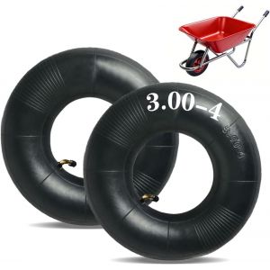 MEVRONISSHOP-Lot de 2 chambres &agrave; air pour brouette, chambre &agrave; air de rechange 3.00-4, pneu de rechange pour roue pneumatique avec une forte capacit&eacute; de charge, tige de valve incurv&eacute;e, diable, chambre - Neuf