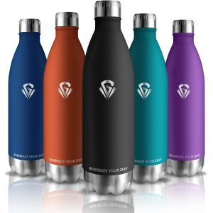 Eryi-Gourde 1l, Gourde Isotherme Sans Bpa, Gourde Sport Anti Fuite, Gourde Randonnée Froid&chaud, Gourde Inox Pour Chaude, Facile À Nettoyer, Bouteille D'eau Pour Running, Vélo, Camping, Noir - Neuf