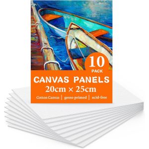Toile Peinture 20x25cm,10 Toile A Peindre Pré-Étirée Coton Sans Acide Adaptées Pour Acryliques,Peintures À L'huile,Gouache - Neuf