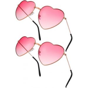 Asas-2 Piece Heart Shaped Sunglasses,Hippie Glasses,Kids Vintage Costume Glasses,Men's,Women's,Hippie Fashion,Dress Accessories(Gradual Rose) - Neuf