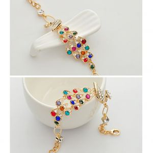 Bracelet Paon En Alliage Avec Strass Colores Pour Femme, Chaine, Bijoux, Cadeau - Neuf