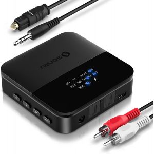 Emetteur Et Recepteur Bluetooth 5.0, Bluetooth Adaptateur Audio Transmetteur Optique Digital Et Adaptateur Rca Audio 3.5Mm, Affichage D'État Led, Double Appairage, 20M Distance - Neuf