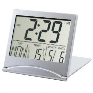 Horloge de bureau numérique LCD avec alarme de voyage et température (blanc) - Neuf