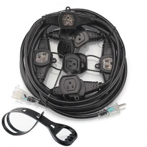 Rallonge interieure/exterieure de 7,6 m (25 pi) avec cable de calibre 12, a prises espacees uniformement, six prises multiples, certifiee ETL - Neuf