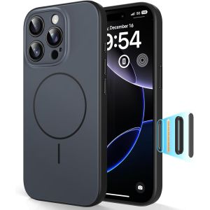 NSIECD-Coque Magn&eacute;tique pour iPhone 16 Pro Max avec Bouton de Capture de Contr&ocirc;le de Cam&eacute;ra,Compatible MagSafe, Protection Totale de la Cam&eacute;ra, Design Color-Blocking, Coque TPU Toucher Doux - Noir - Neuf