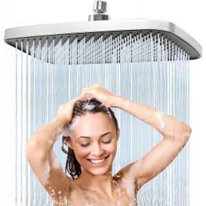 weiclianhp T&ecirc;te de Douche Carr&eacute;e Haute Pression 20x30cm - Pommeau de Douche Fixe Anti-Calcaire en Acier Inoxydable 304 - R&eacute;glable 360&deg; - Jet Massant - Chrome Brillant R&eacute;sistant aux Taches - Neuf