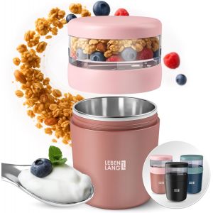 Kalanka-Bol Muesli A Emporter Avec Cuill&egrave;re - 650ml & Paroi Int&eacute;rieure Isolante Inox I Overnight Oats Jar Bo&icirc;te Cereales Pots De Yaourt Pots Yaourts Porridge Cup Gobelet Enfant Ecole Cereal Cup - Neuf