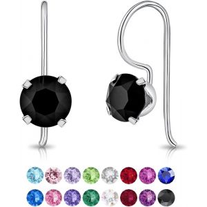 Kal-Boucle Oreille Femme - Boucles Oreilles Pendante - Bijoux Argent Femme 925 - Bijoux Femme Argent - Boucle Oreille Swarovski Femme - Bijoux Femmes - Boucles Doreilles Femme Swarovski - 6 Mm - Neuf