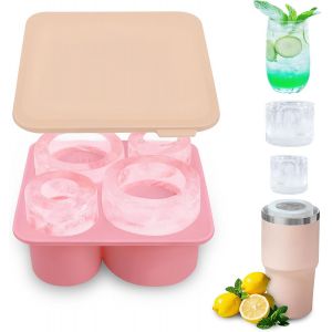 Kal-Bac À Glaçons Pour Stanley Cup, Moule À Glace En Silicone Fabrication De 4 Gros Glaçons Cylindriques, Bac A Glacons Avec Couvercle Bebe, Stanley Cup Accessoires, Sans Bpa - Neuf
